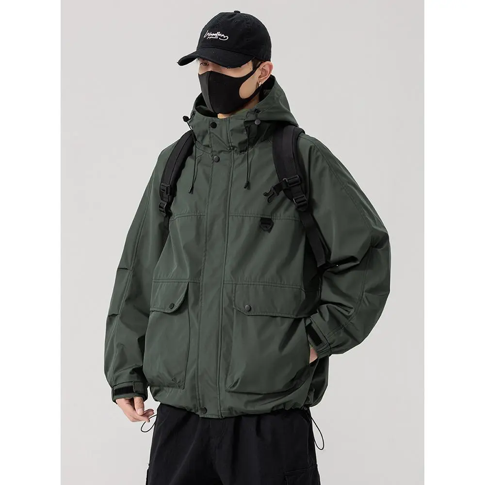 Spring Men's Jacket Hooded Windbreakers Plus Size Korean Fashion Loose Coat Windproof Casual Jackets for Men