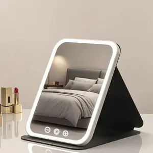 Hot sale,Portable LED Makeup Mirror, Foldable MakeupMirror with Light, Lighted Mirror, Mirror with Lights, Desktop Fill Light Mirror for Student Dormitory & Office & Bedroom, Room Decor, Makeup Products, Decoration, Mini Makeup Products，Girl's Gift