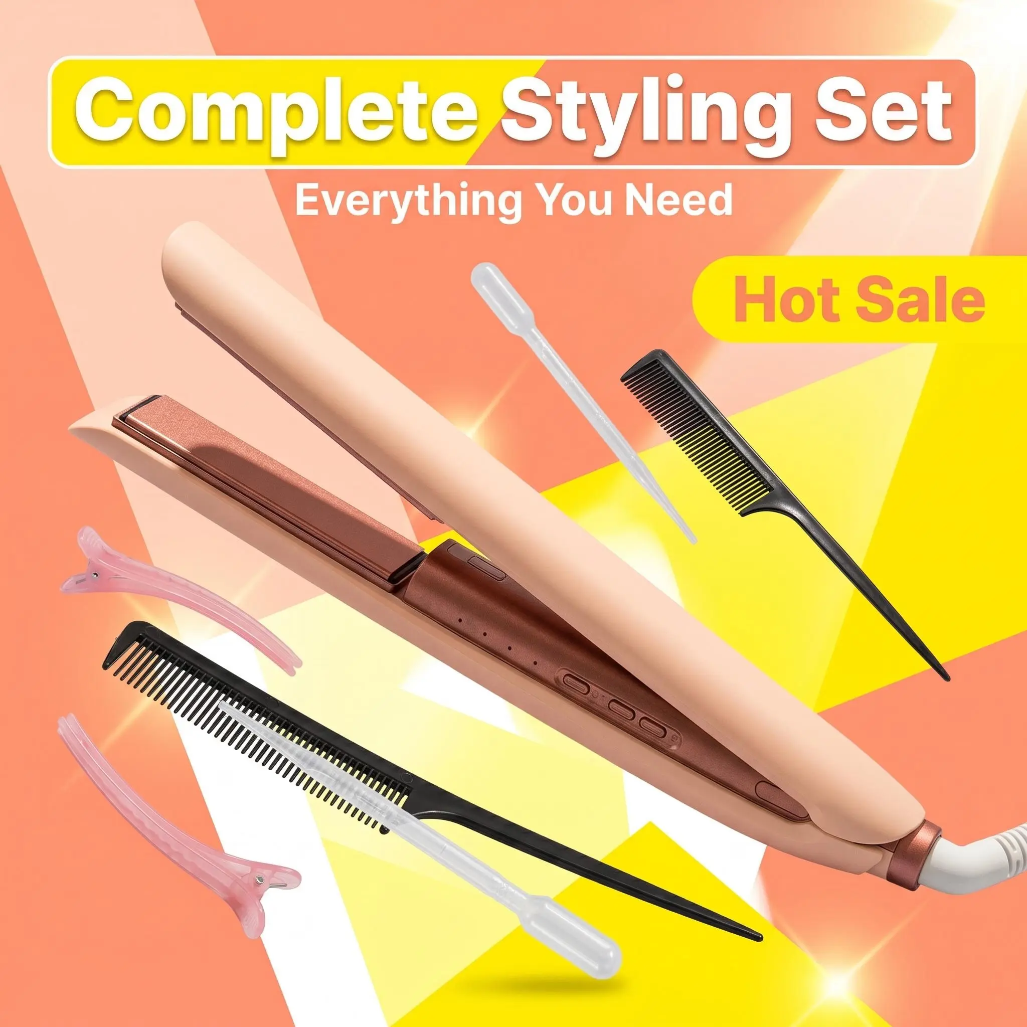 Professional Steam Hair Straightener, Ceramic Flat Iron with Ionic Mist Spray, Fast Heat-Up, Anti-Scald, Hair Straightening & Styling Tool