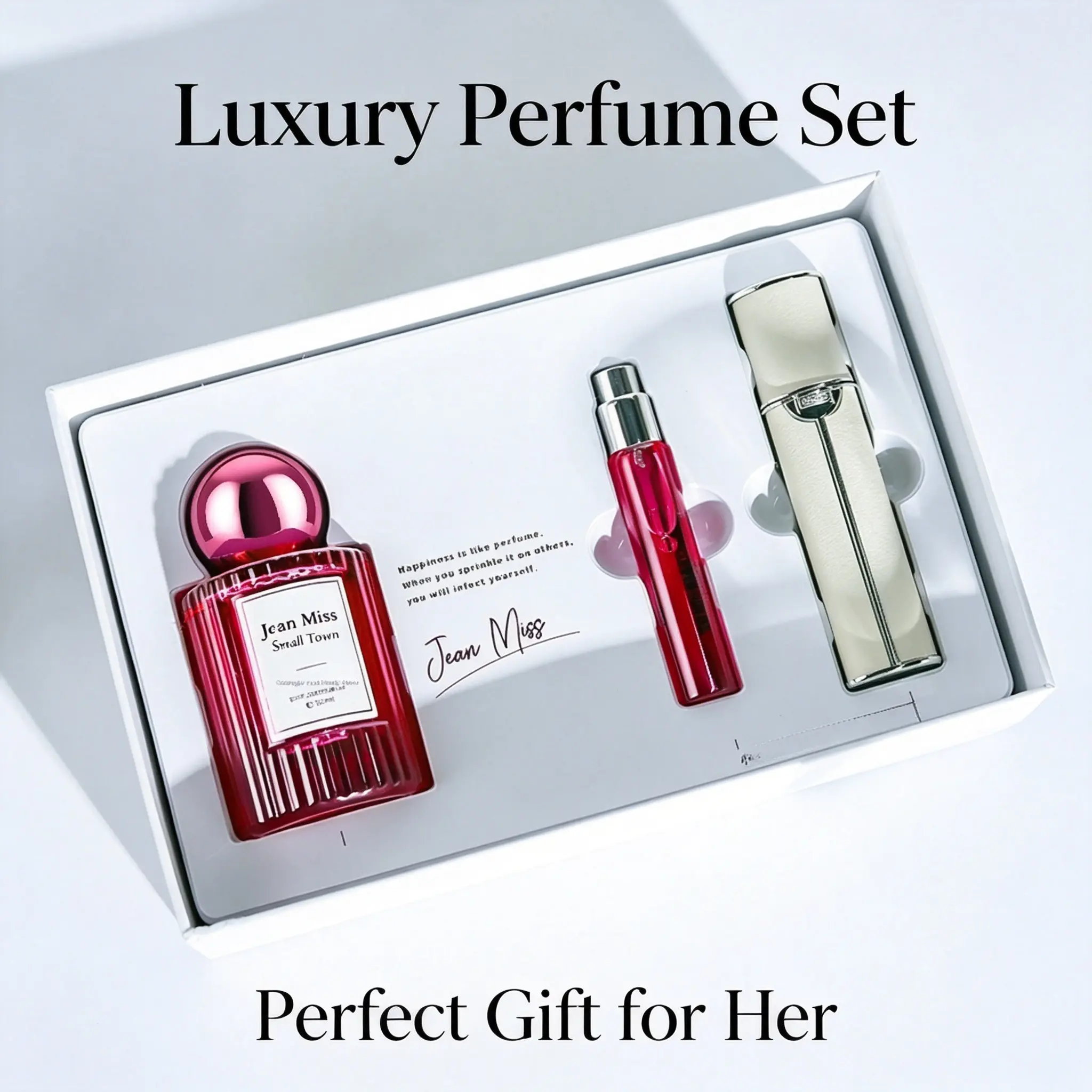 Elegant 3-Piece Perfume Gift Set for Women, Portable Travel Perfume Refill Atomizer, Premium Gift for Ladies, Ideal for Anniversaries, Weddings and All Holidays