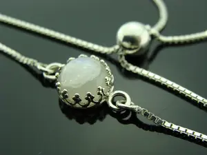 Rainbow Moonstone Bracelet · 925 Sterling Silver · Adjustable Tassel Jewelry · June Birthstone Gift · Handmade Gemstone Bracelet