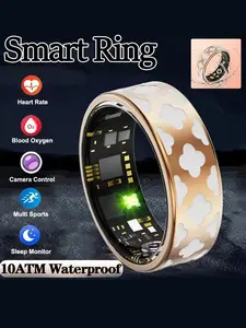 IP68 Waterproof Health Smart Ring, Gesture Control Heart Rate Blood Oxygen Tracking, Multi-Sport Modes, Gift for Family Friends