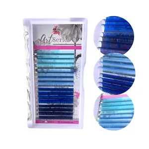 Blue Color Lash Extensions | 0.03 CC Curl Multi-Shade Volume Lashes