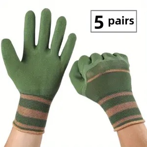 5 pairs, Gardening Gloves, Lead-Free Material, Alcohol-Free, Hand Washable, Lightweight, Waterproof, Stab-Proof, Abrasion-Resistant, Floral Gardener and Landscaping Planting Use - 5 Double Pack