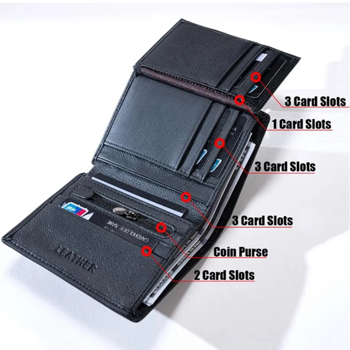 Men's Minimalist Durable Wallet for Driving License Multiple Card Slots Leather Wallet Fashionable and Lightweight Herren Geldbörse