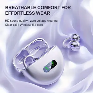 Open ear clip design, no need to insert into the ear canal; ring-shaped soft silicone ear hook that fits the outer ear. Extremely lightweight for one ear, comfortable for long wear without pressure or pain, and stays in place during exercise.
