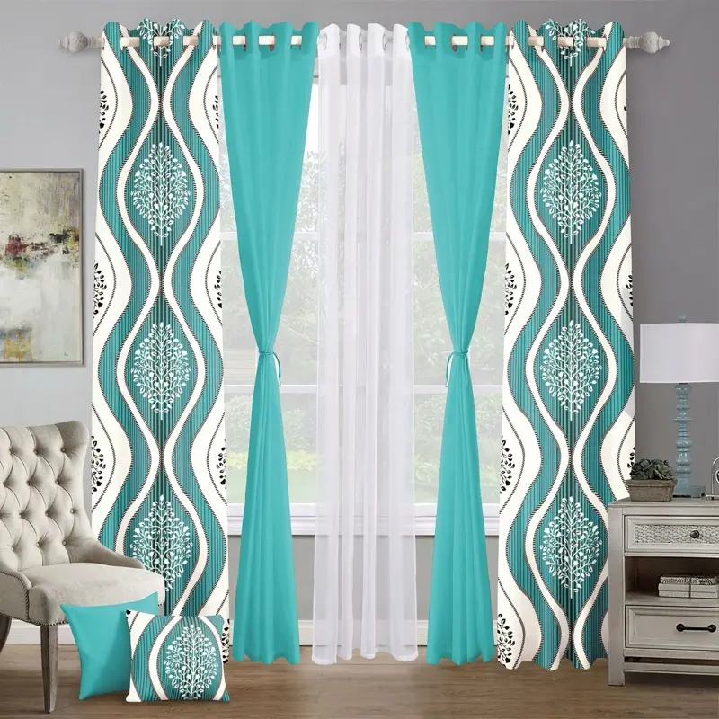 Luxury Wavy Window Curtain 9 Piece Set