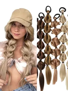 Women's 2-Pack 20-Inch Ponytail Hairpieces Synthetic Extensions Bubble Braid Natural Dye Twisted Dreadlocks, Easy Wear for Daily & Party Use