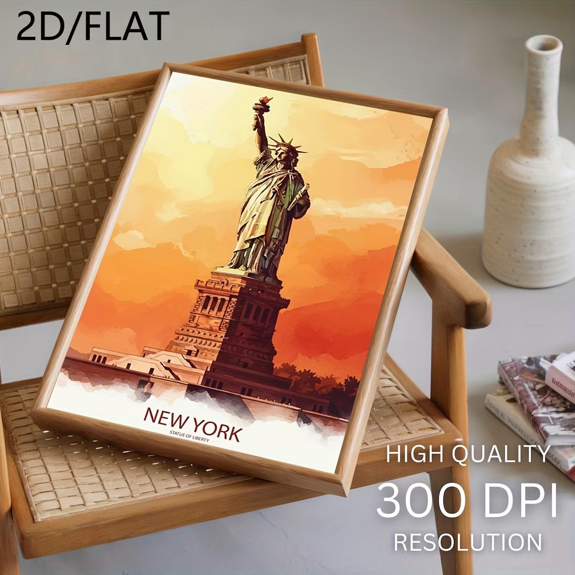 2D Flat, 2D Flat, 1pc, Frameless, 2D, Flat, New York Travel Print Wall, USA Artwork, New York Poster, Statue of Liberty Art, New York Travel Poster, New York Painting, Statue of Liberty Prints, Funny Canvas Painting Wall Decor