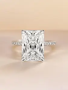 4 Carat Radiant Cut Cubic Zirconia Ring, S925 Silver Color Princess Setting, Women's Engagement and Promise Ring, Gift for Her