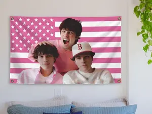 Pink Triplets Flag 3X5 Feet Sturniolo Funny Meme Tapestry 3*5 Feet Hippie Hanging Tapestries Wall Hanging Art  for Living Room Bedroom Decoration