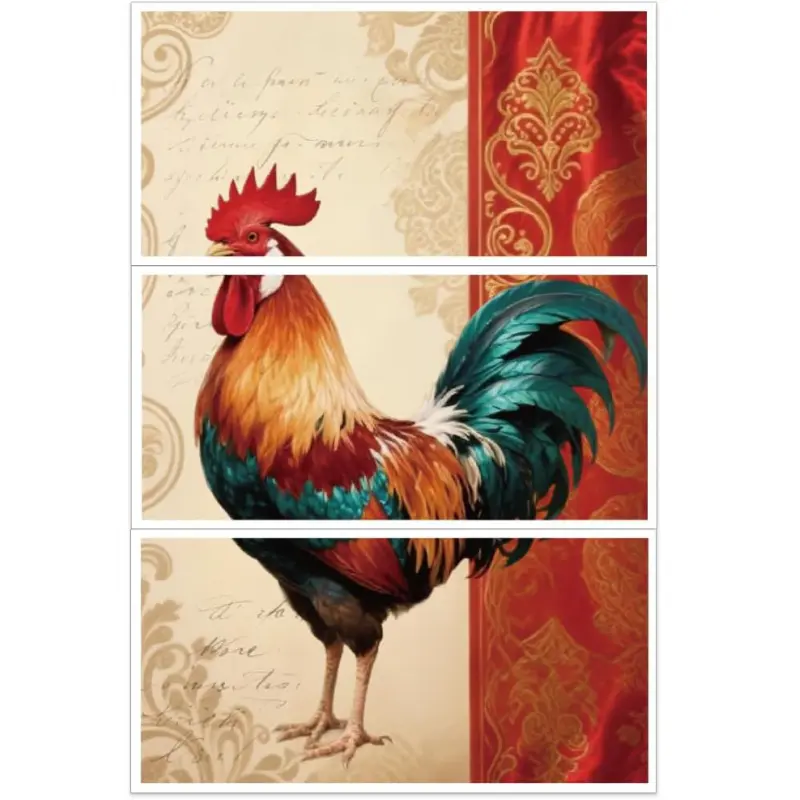 3Pcs/Set Rooster Brocade Rub on Transfers for Furniture and Crafts 12x6 Inch Rooster Furnitures Transfer Sticker Self-Adhesive Transfer Rub on Decals for Scrapbook  Furniture Home Decor