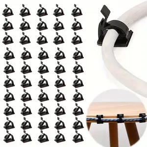 50pcs Upgraded Adjustable Cable Management Clips - Adhesive Cable Organizers for TV, PC, Ethernet Cables at Home and Office