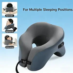 U-Shaped Portable Travel Neck Pillow, Ergonomic Memory Foam Cushion for Airplane, Car and Office Naps