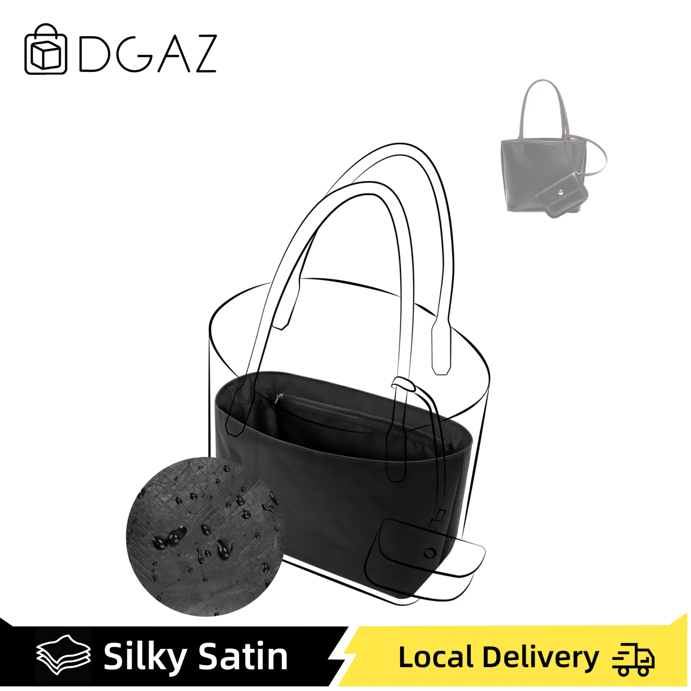 Fits Goyard Anjou Mini DGAZ Lightweight Purse Organizer Insert, Silk & Dupont Paper Handbag Inner Shaper for Luxury Bags