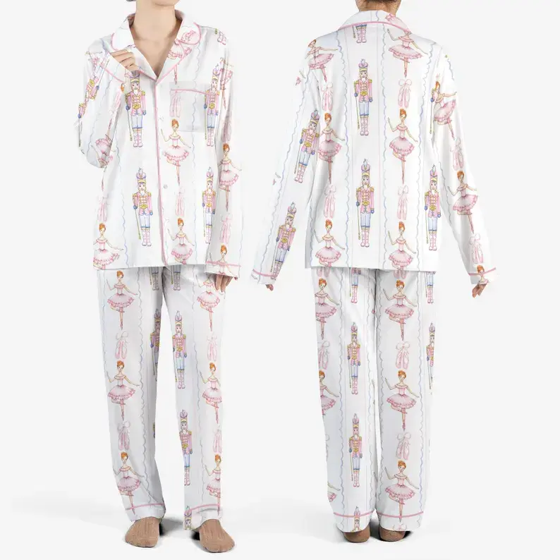 Nutcracker Ballet Satin Pajamas Set, Christmas Pajamas, Christmas Nutcracker Pajamas, Nutcracker Pajamas, Family Christmas Cozy Season Pjs
