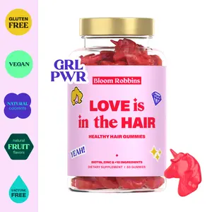Bloom Robbins Hair Growth Gummies – Biotin Beauty Supplement for Women - Healthy Hair, Skin & Nails - Edible Dietary & Healthcare Vitamin for Stronger Hair