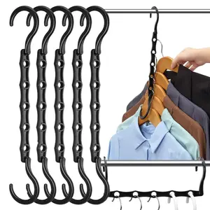 Magic Stackable Clothes Hangers, Multifunctional Hanger, 5/10 Pack, 5-Hole Load-Bearing Anti-Slip Space Saving, Multi-Functional Closet Organizer, Dorm Essential