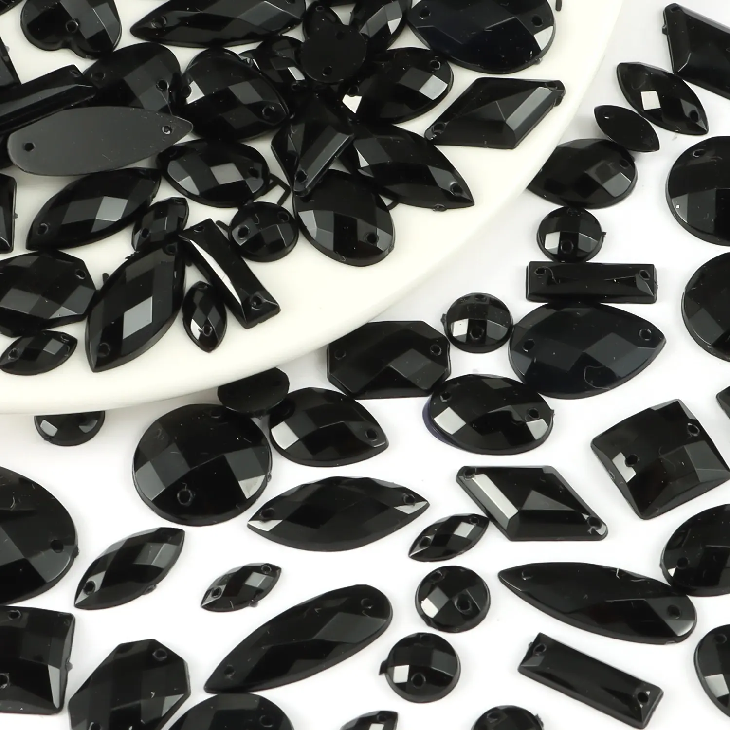 100pcs Acrylic Mixed Shapes Flat Back Glitter Rhinestone Sparkle Rhinestones, Sewable for DIY Crafts, Sewing Accessories, Clothing Shoes Handbags Hair Accessories, Multi-Color Options
