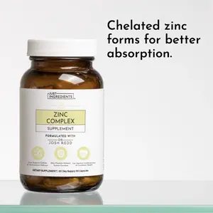 Just Ingredients Zinc Complex – Highly Absorbable Supplement with Picolinate & Bisglycinate, Plus Quercetin, Resveratrol, L-Histidine & Copper – Supports Immune Function, Skin, Energy & Cellular Health
