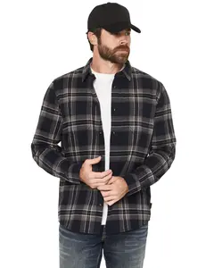 Brothers And Sons Men's Blue Light Plaid Print Long Sleeve Button-Down Flannel - Basfa25fl1-Nvy