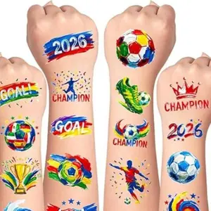2026 Summer Soccer Match Temporary Tattoos, Football Face Tattoos Stickers, Soccer Team Fan Face Paint Makeup, Waterproof Soccer Themed Tattoo Stickers for Sports Game Party Favors Supplies, 8 Sheets