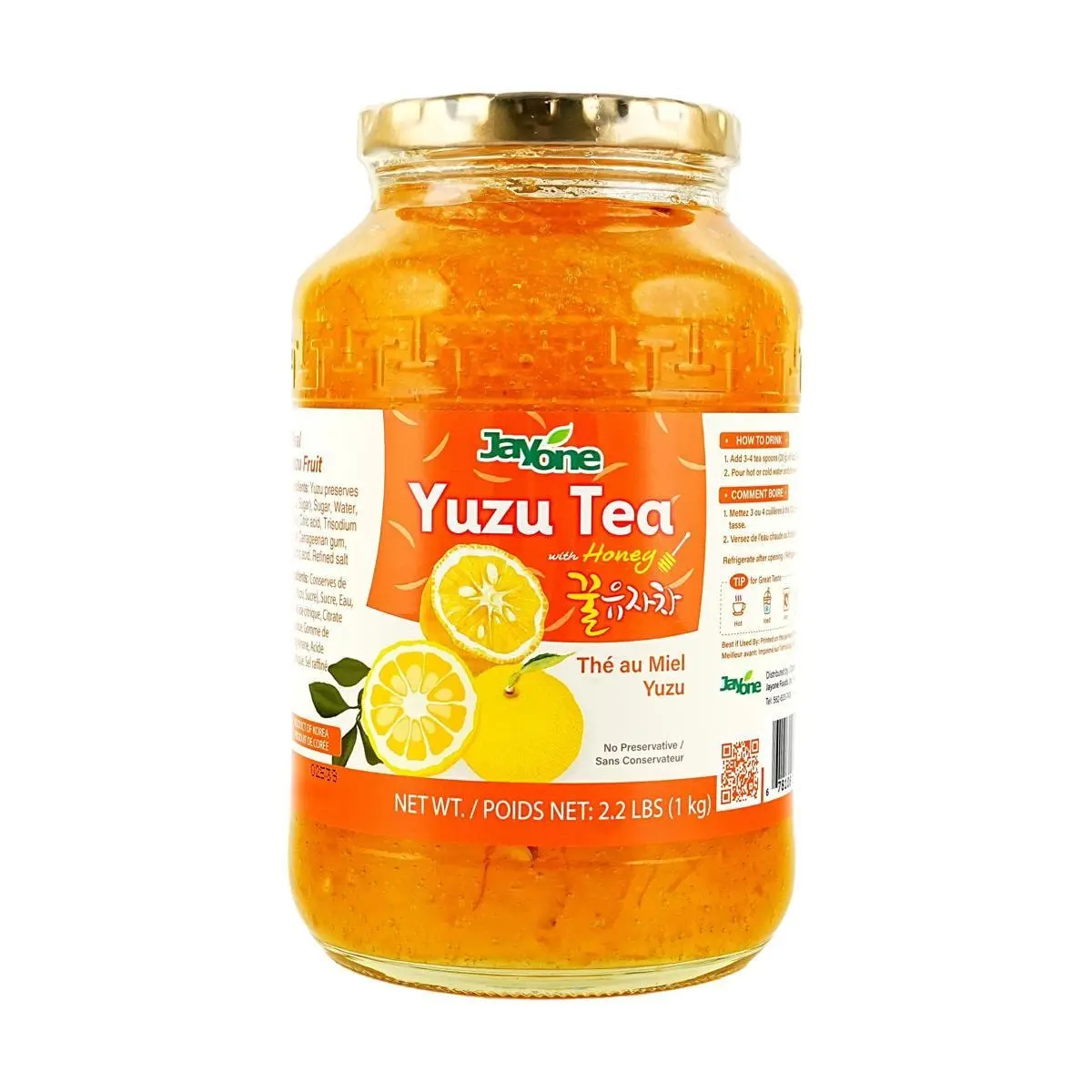 JAYONE Korean Honey Citron Tea Concentrate 1kg - Authentic Yuja Cha Jam for Drinks, Desserts & Baking