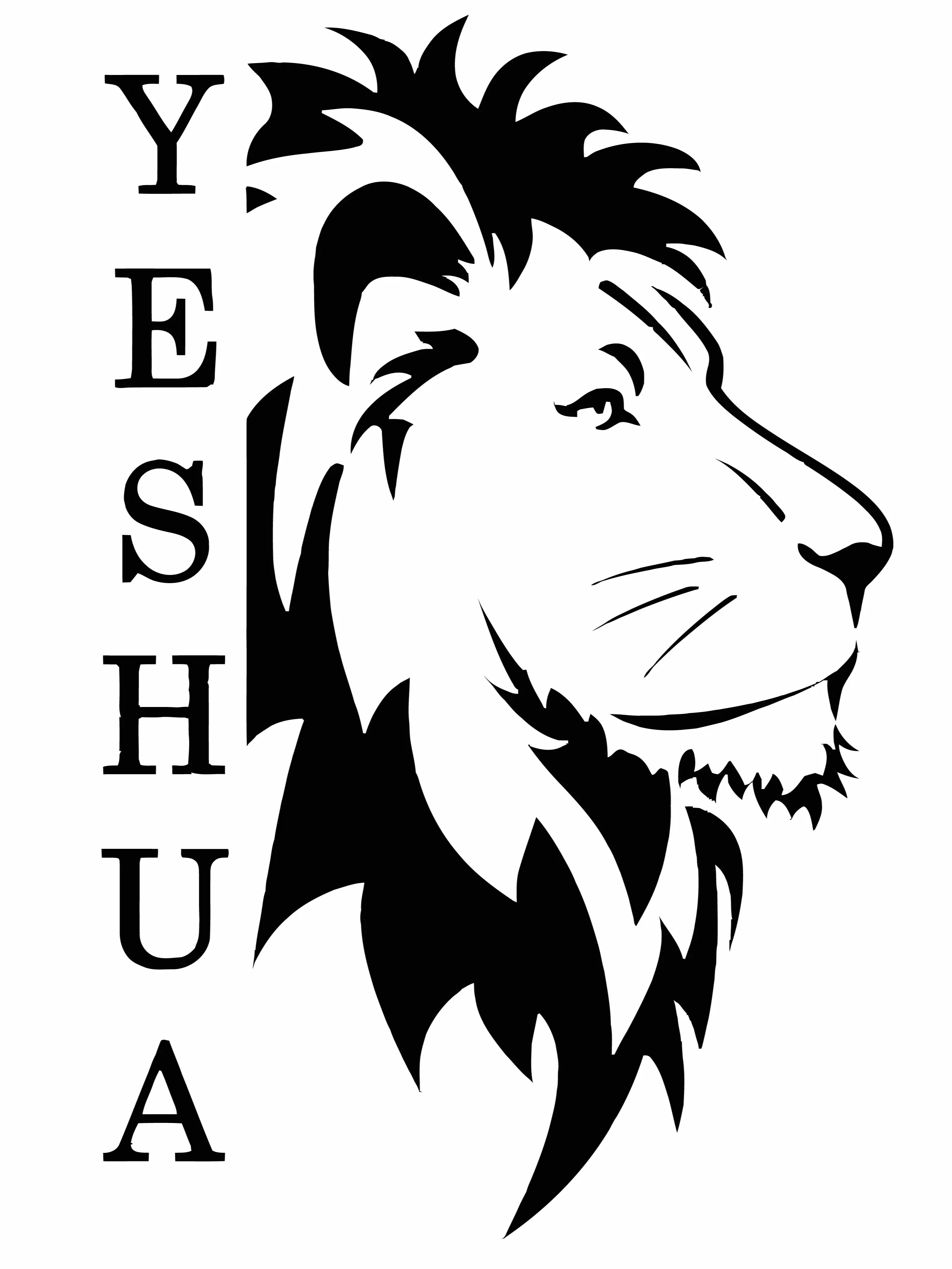 Yeshua Car Stickers - Lion Design with "YESHUA" Text, Black and White, Ideal for Car Decoration