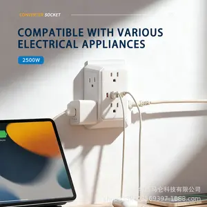 The socket features 6 power outlets, 2 USB ports, and 2 Type-C wall adapters