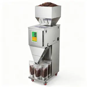 Particle Filling Machine, Father's Day Gift, 10-999G/0.02-2.2LBS Automatic Weighing Filler, 110V 1200W Stainless Steel Subpackage Machine w/Foot Pedal, 13-20 Bags/Min & Weight Adjustable for Tea Grain Seed Coffee Beans