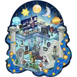 Astronomy Museum Sticker Scene Puzzle - 3 PET Sticker Sheets + 1 Background - Free Tweezers and Mystery Sticker - Space Themed - Fun and Educational