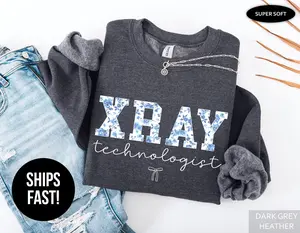 Floral Blue Toile X-Ray Tech T-Shirt / Sweatshirt / Hoodie  – Radiologic Technologist short sleeve tshirt , Medical Apparel,  Cotton Fabric