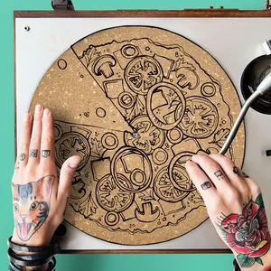 Pizza Turntable Slipmat - Audiophile-Grade Cork | Quetzal Studio