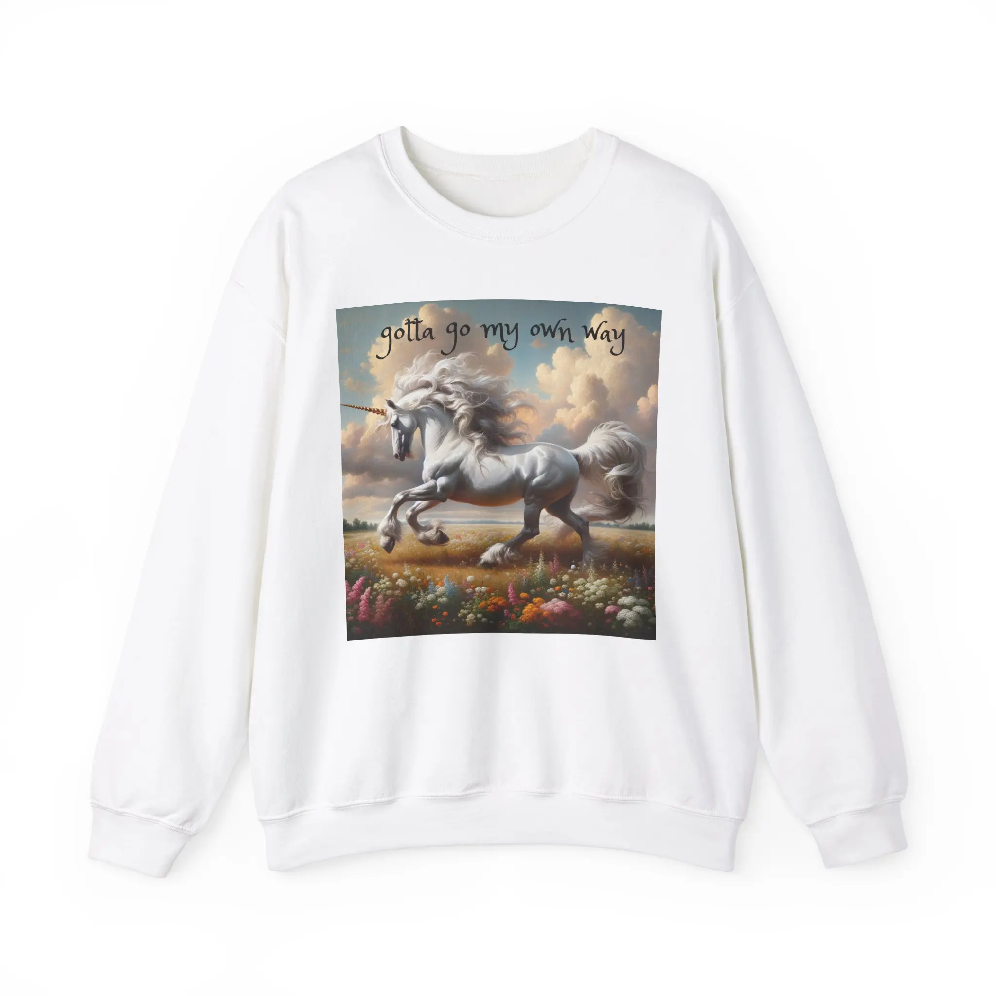 Gotta Go My Own Way Unicorn Crewneck Sweatshirt, Fun Sweatshirt, Gift for Unicorn Lovers, Cozy Layering, Great for Birthdays, Holidays