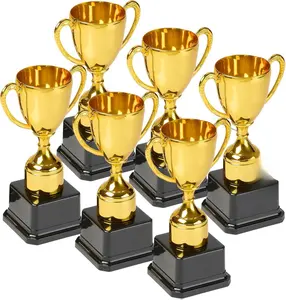 Fun Gold Plastic Trophies - 6 Pack - 7 Inch - Award Trophy Cup Set for Superstar Kids - Champion Celebrations, Sports Galore, and Victory Vibes - Desktop Toy