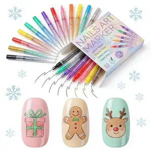 Cutics 12Color Nail Doodle Pen for DIY Nail Art Quick Drying Acrylic Painting and 3D Dot Embroidery mma acrylic nail - On Nails Quick Drying Dot Stitching Nail Art Pen for Home and Salon DIY, Nail Cares Cutics Manicure Polish Cosmetic