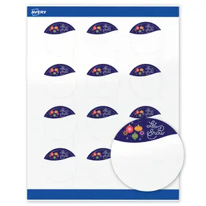 Avery® Printable Christmas Round Labels, 2" Diameter, Glossy White, Pre-printed Let It Snow Design, Sure Feed® Technology, Laser & Inkjet Compatible, 240 Total, Great for Branding, Marketing, and Events