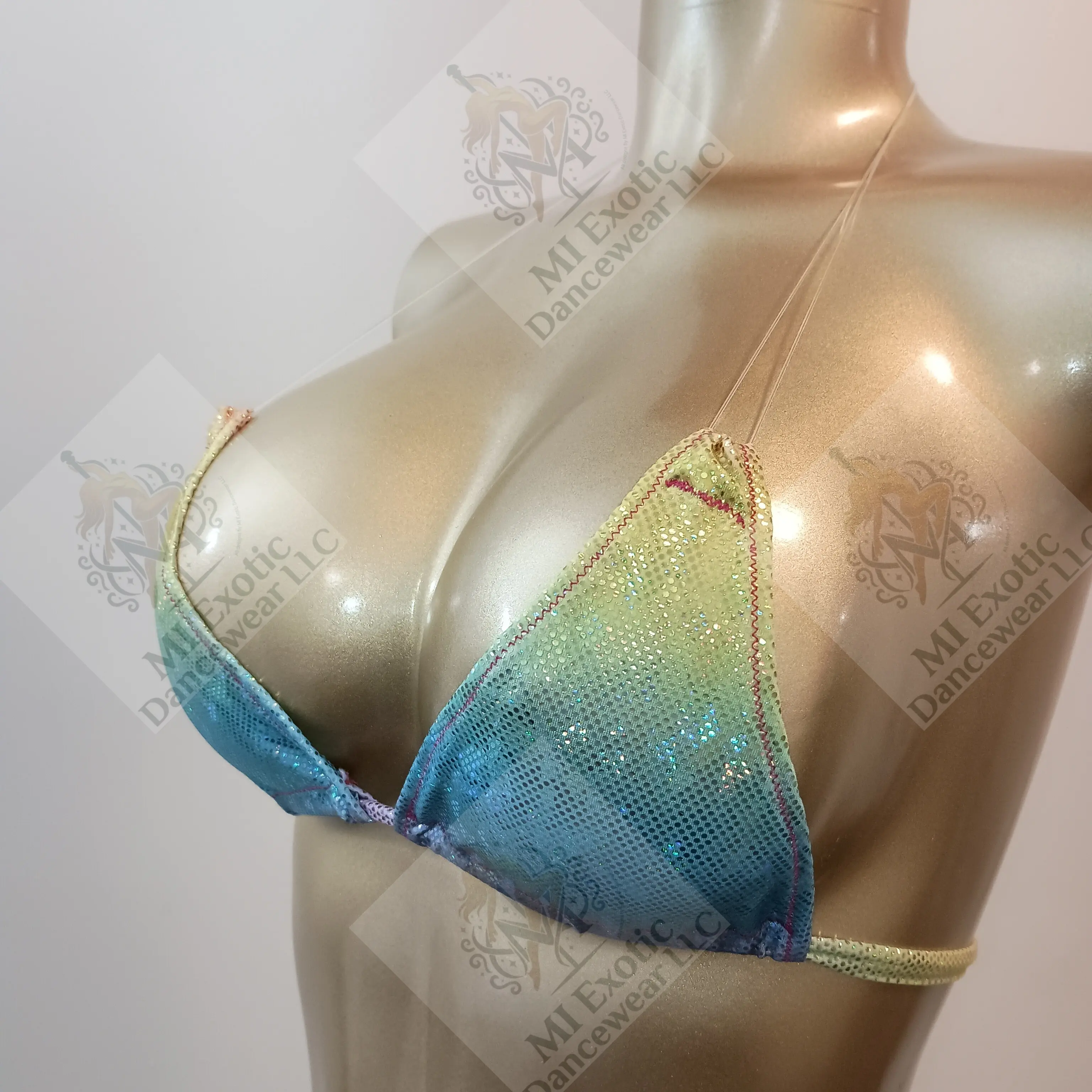 Micro Bikini Top with Clear Cord, Patterned (Exotic Dancewear)