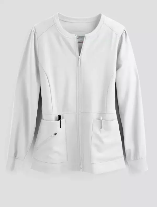 Grey's Anatomy by Barco Spandex STRETCH Millie Women's 3-Pocket Zip Front Warm Up Scrub Jacket