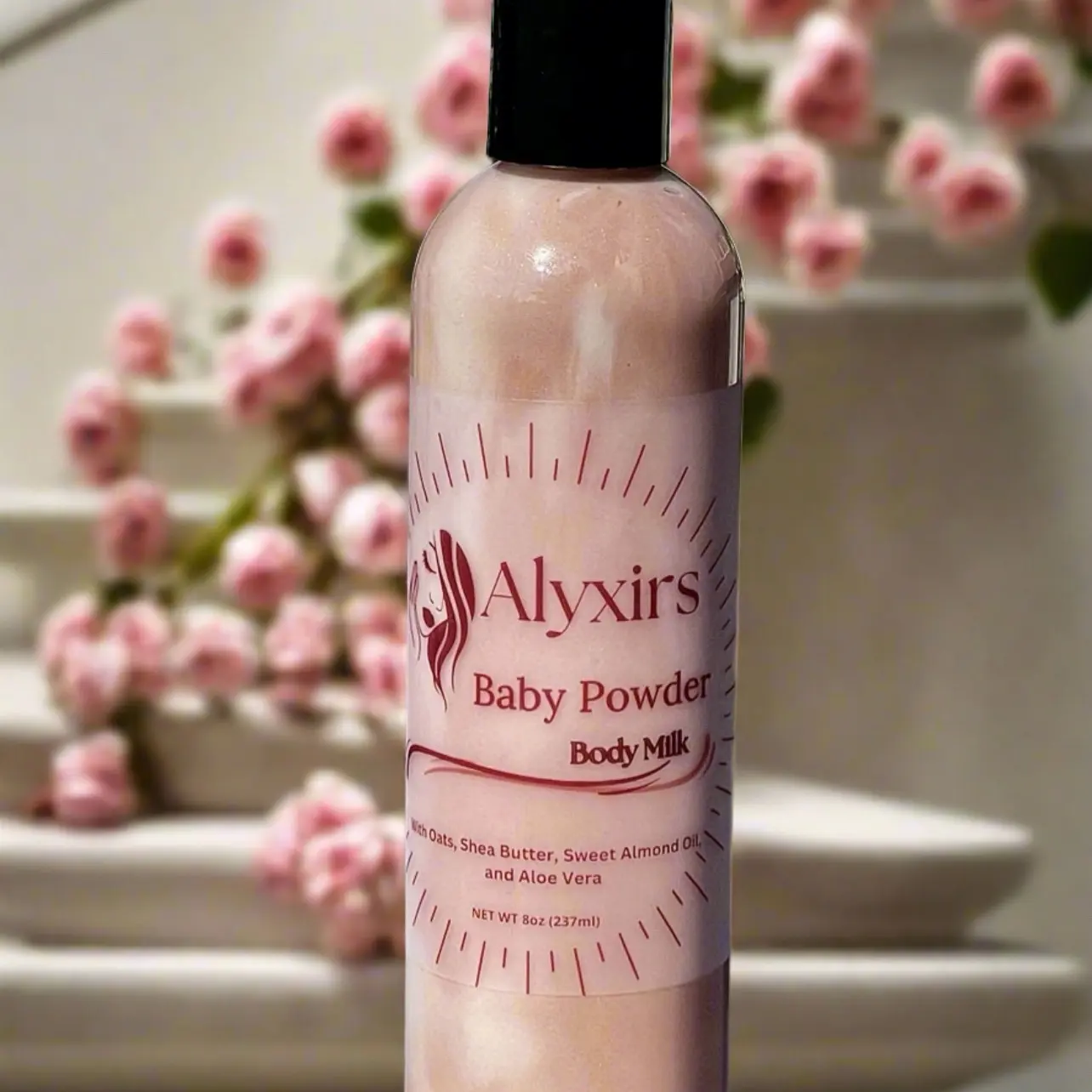 Alyxirs Baby Powder-Body Milk Rich Nourishing Lotion for Dry and Irritated Skin With Shea and Oats Moisturizing Body Lotion