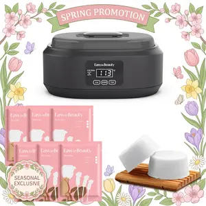 EasyinBeauty Black Paraffin Wax Machine, 3000ml Large Digital Wax Warmer for Hands & Feet, Sleek Home Spa Kit with 6 Rose Wax Packs (2.64 lbs), Professional Smooth Skin Treatment