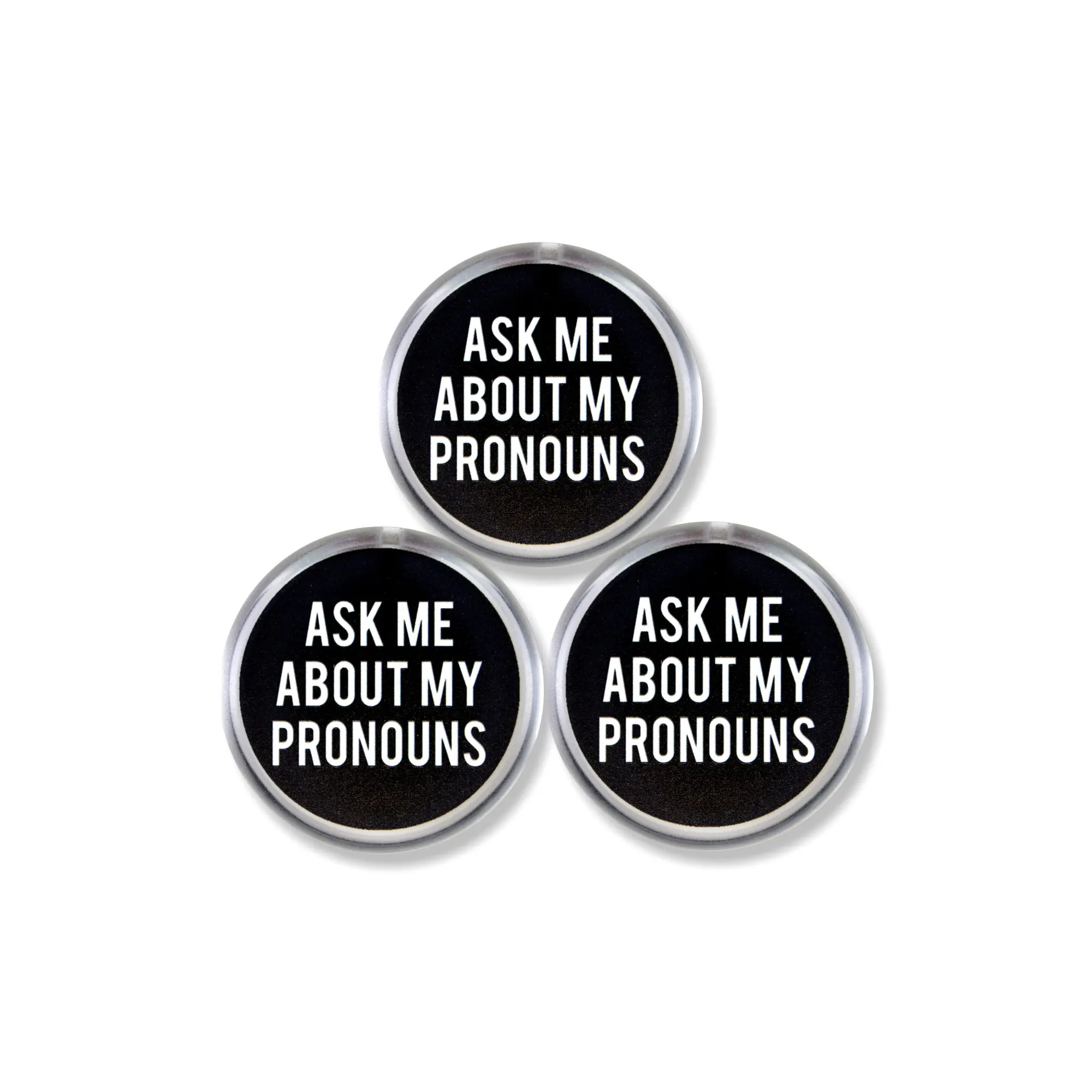 3 Pack - LGBTQ+ Ask Me About My Pronouns Light Up / Blinking Pinback Button - 2 Inch