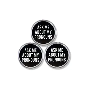 3 Pack - LGBTQ+ Ask Me About My Pronouns Light Up / Blinking Pinback Button - 2 Inch