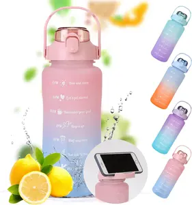 64 oz water bottle with straw, half gallon water bottle with handles Leakproof BPA Free Water jugs for Drinking Motivational water bottles with times to drink for Fitness, Gym,Daily and Outdoor sports Drinkware Lid