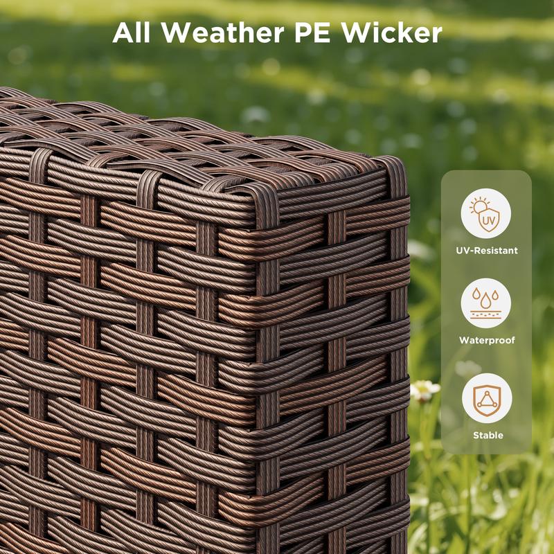 Gizoon 5 Pieces Patio Furniture Set All Weather Outdoor Wicker Sectional Patio Furniture with Cushion and Glass Table