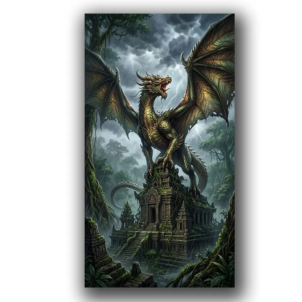 Fantasy Dragons Fairy Tales Mythological Art, Large Size Diamond Painting Kits for Adults, DIY Beginner Friendly 5D Full Drill, Crafts