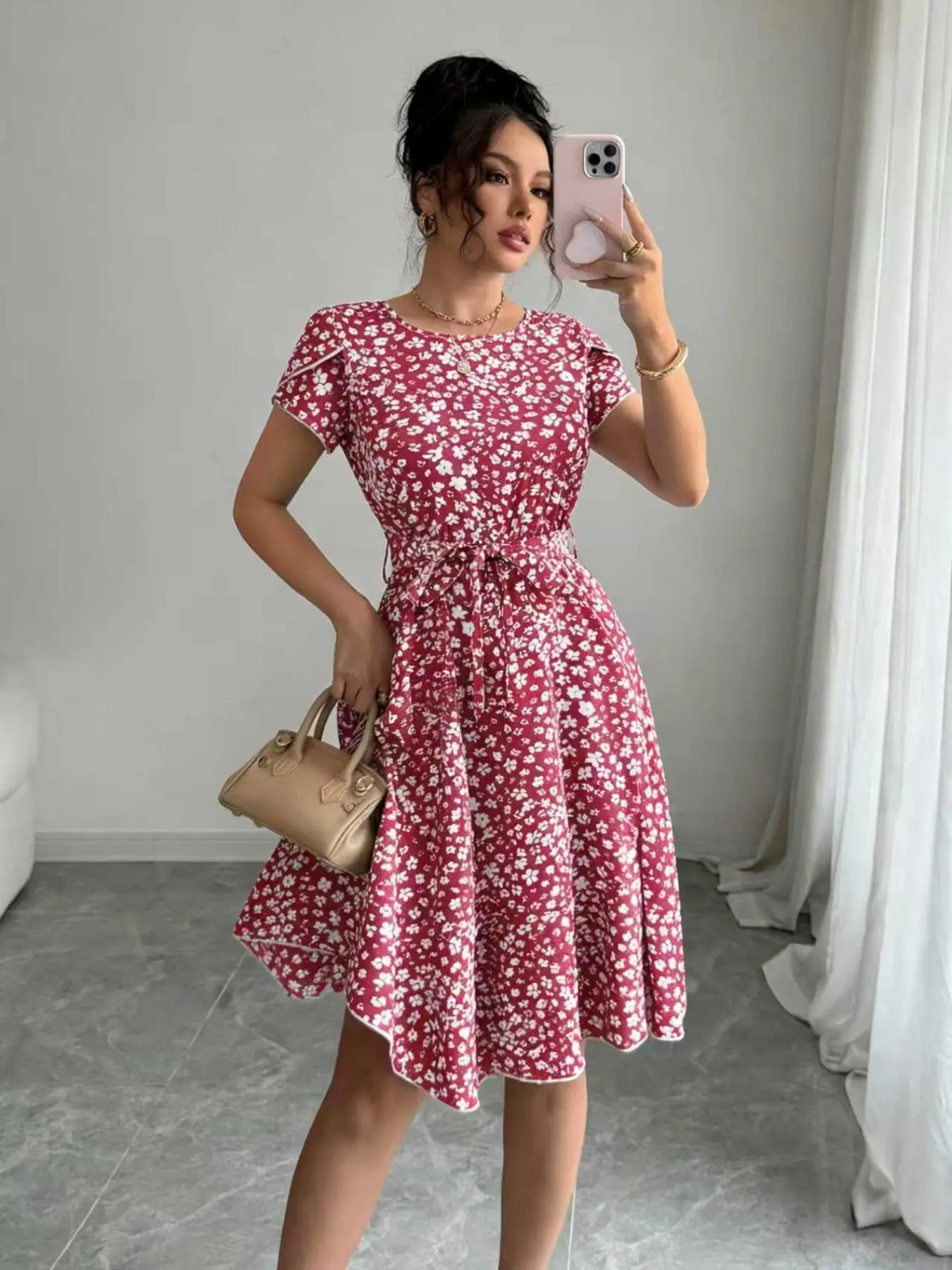 Elegant Floral Fitted Womenswear Lady Dress for Adults, Daily Casual Wear,  Party, Holiday Fashion, 1+sz0089 Style, Perfect for Gatherings, Elegance, Casual  Chic Dress - TikTok Shop