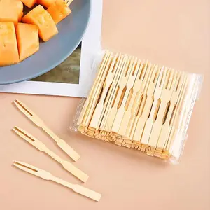80 Bamboo Fruit Forks, Natural Bamboo Skewers, Dessert Cake Sticks, Party Disposable, Perfect for Fruits Sushi Rolls, Kitchen Accessories