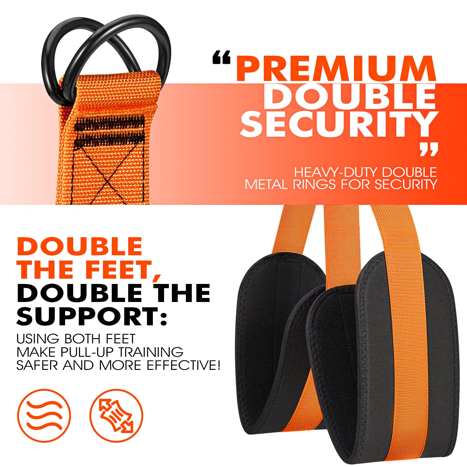 Pull Up Assist Bands Set, Heavy Duty 300lbs Resistance Bands with Adjustable Support, Fabric Foot/Knee Straps for Strength Training, Home Gym Workout