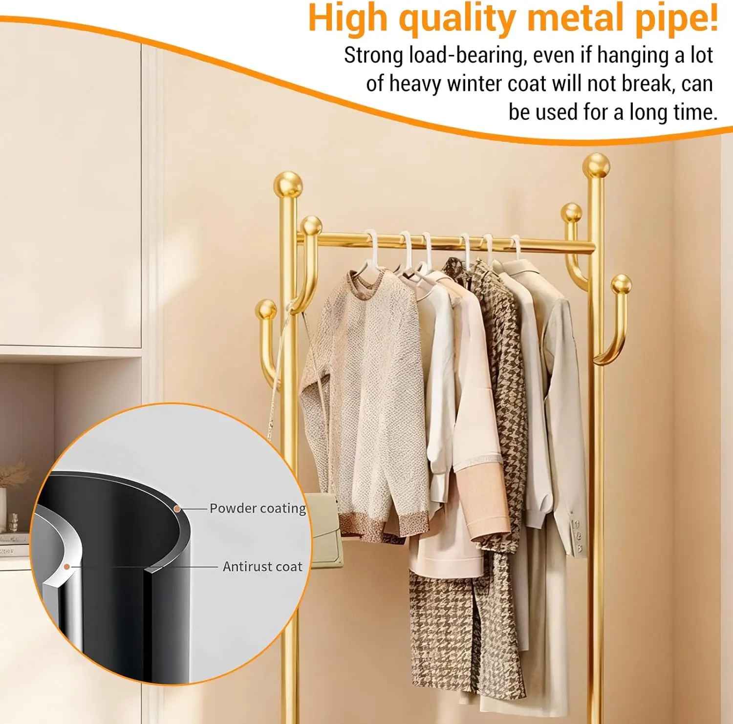 80/100cm Clothes Rail Clothes Rack with Storage Shelves Metal Clothing Rail Multifunctional Clothing Storage for Bedroom, Office, Shop